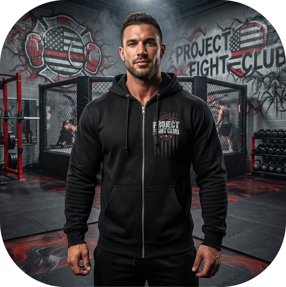 BLACK HEAVYWEIGHT ZIP HOODIE - HONOR FIREFIGHTERS & EMTs