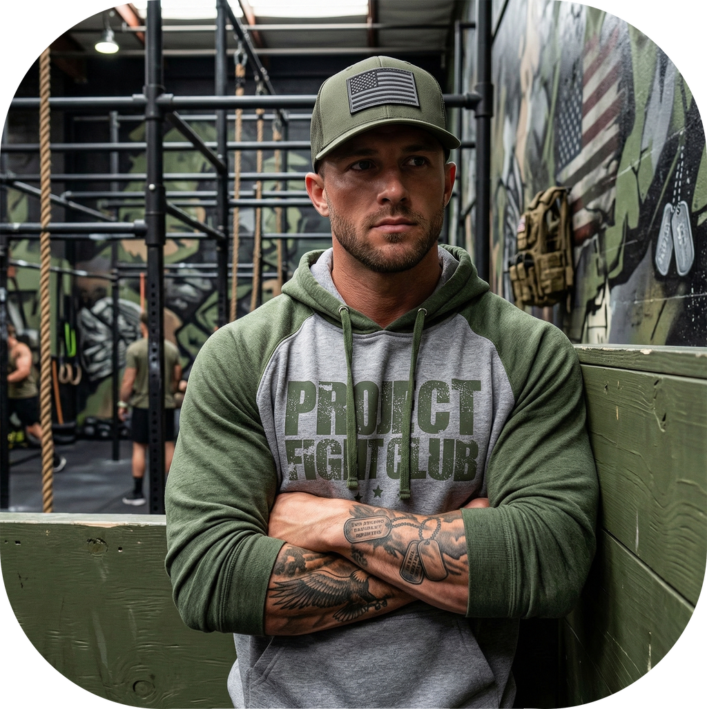 GREY & ARMY GREEN RAGLAN HOODIE - HONOR SOLDIERS & VETERANS
