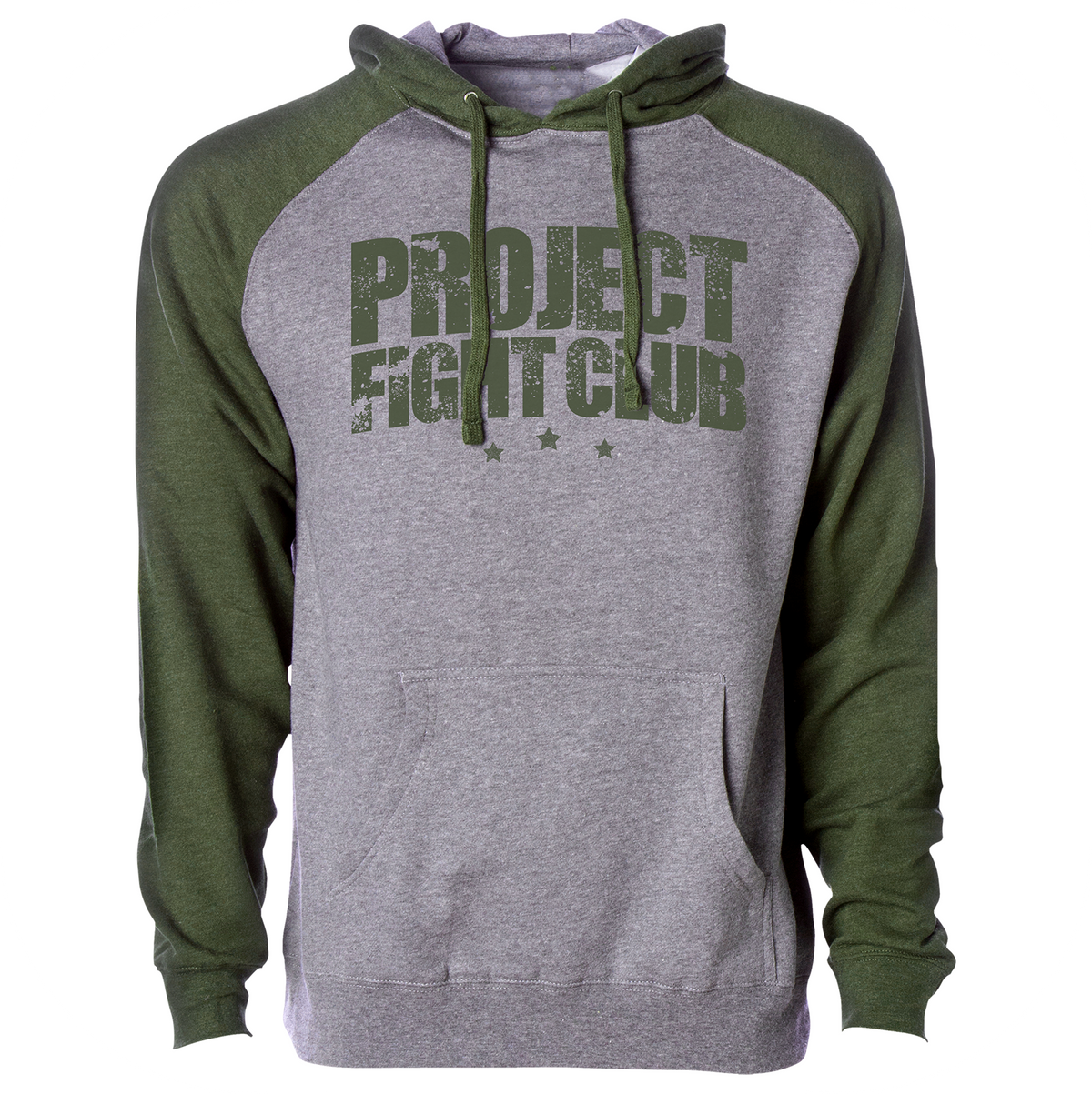 GREY & ARMY GREEN RAGLAN HOODIE - HONOR SOLDIERS & VETERANS