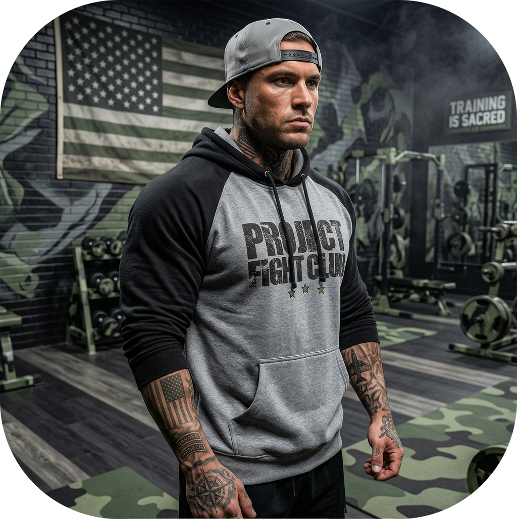 GREY & BLACK RAGLAN HOODIE 2 - HONOR SOLDIERS & VETERANS