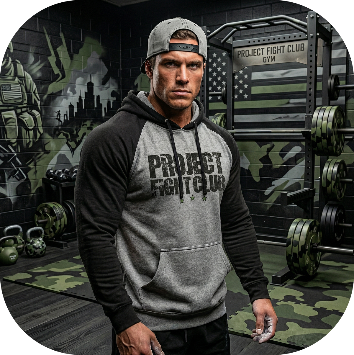 GREY & BLACK RAGLAN HOODIE 2 - HONOR SOLDIERS & VETERANS