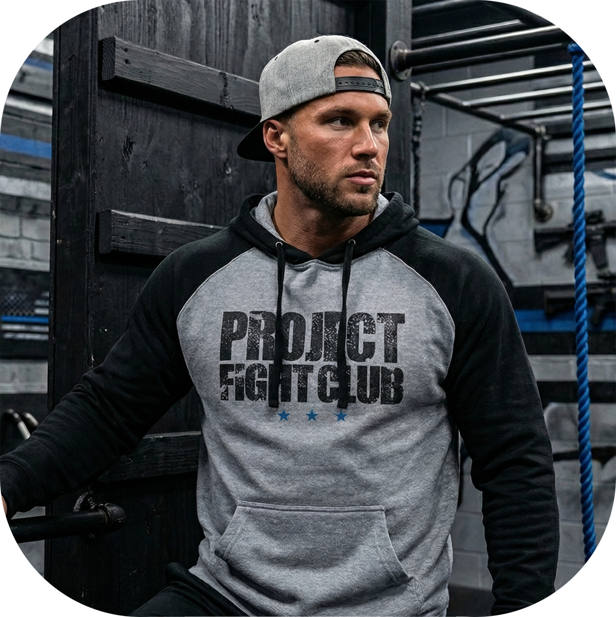 GREY & BLACK MIDWEIGHT RAGLAN HOODIE - SUPPORT POLICE