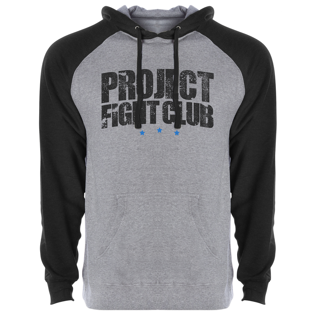 GREY & BLACK MIDWEIGHT RAGLAN HOODIE - SUPPORT POLICE