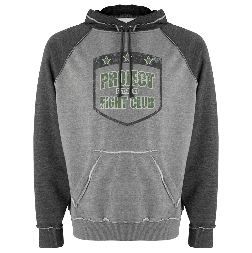 GREY & CHARCOAL VINTAGE RAGLAN HOODIE - HONOR SOLDIERS & VETERANS