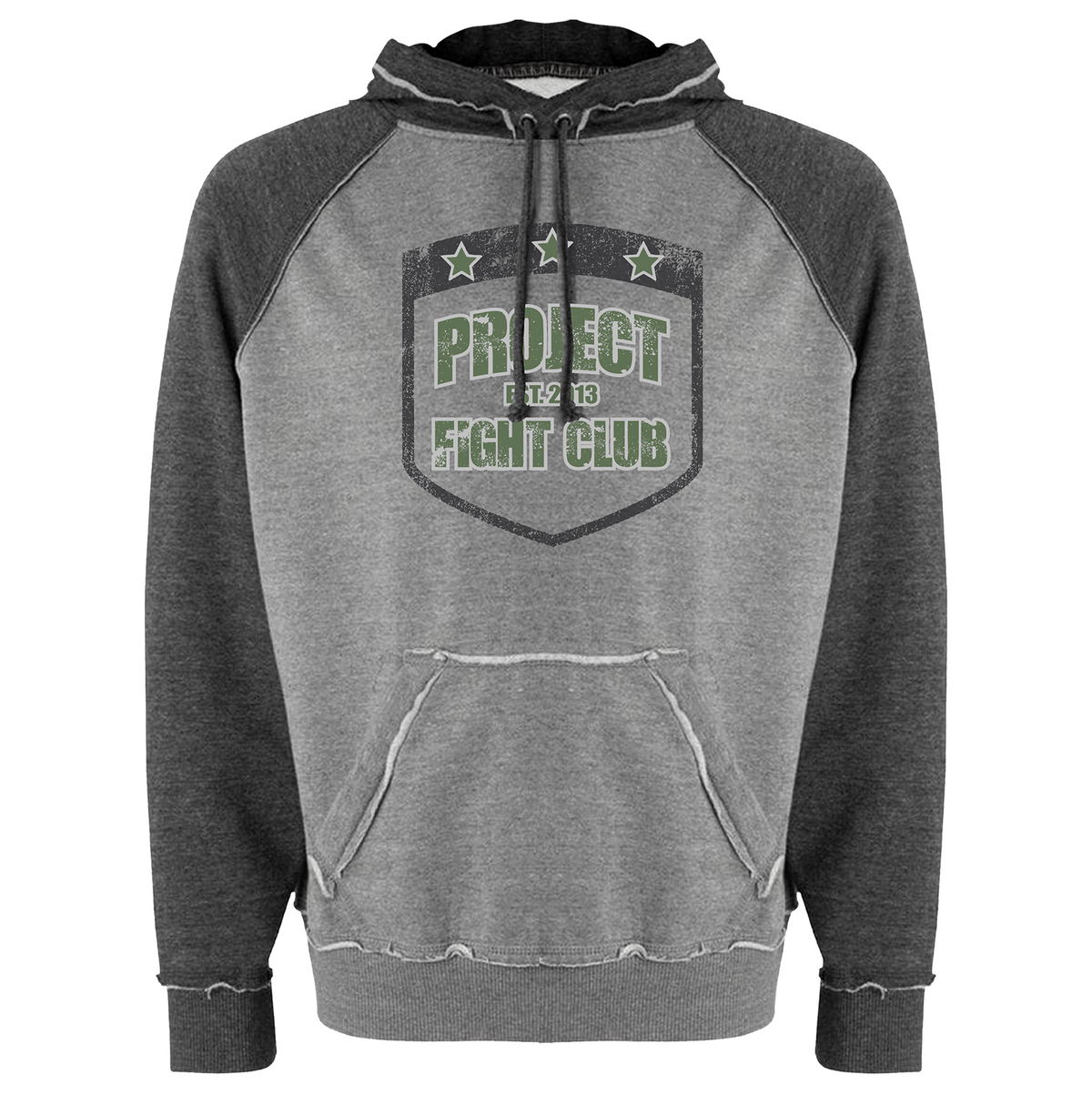 GREY & CHARCOAL VINTAGE RAGLAN HOODIE - HONOR SOLDIERS & VETERANS