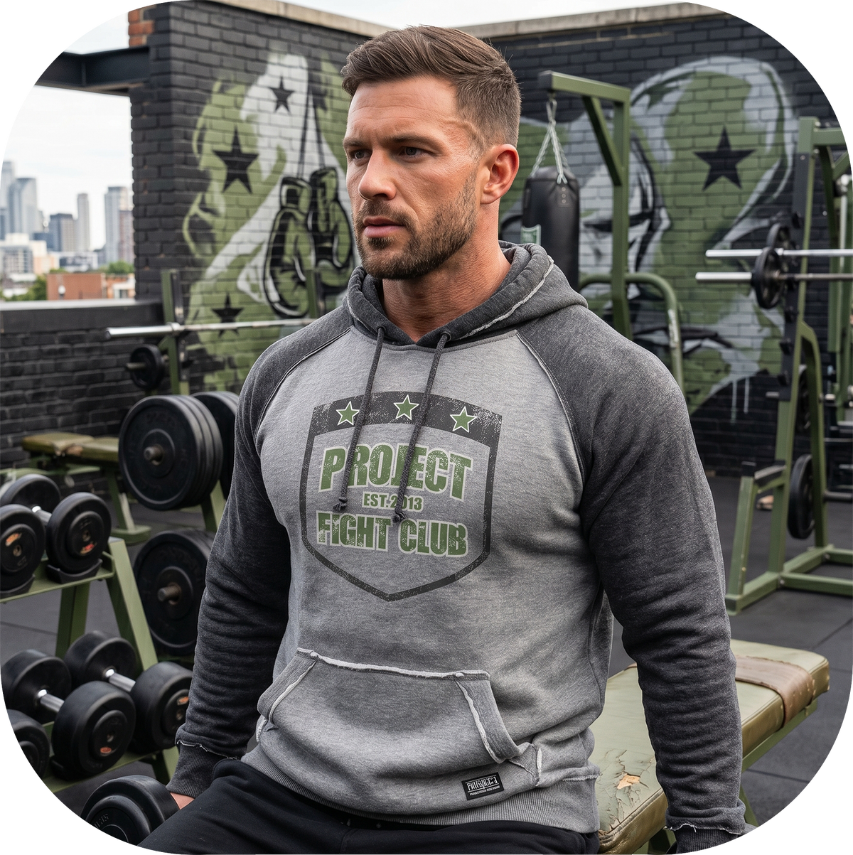 GREY & CHARCOAL VINTAGE RAGLAN HOODIE - HONOR SOLDIERS & VETERANS