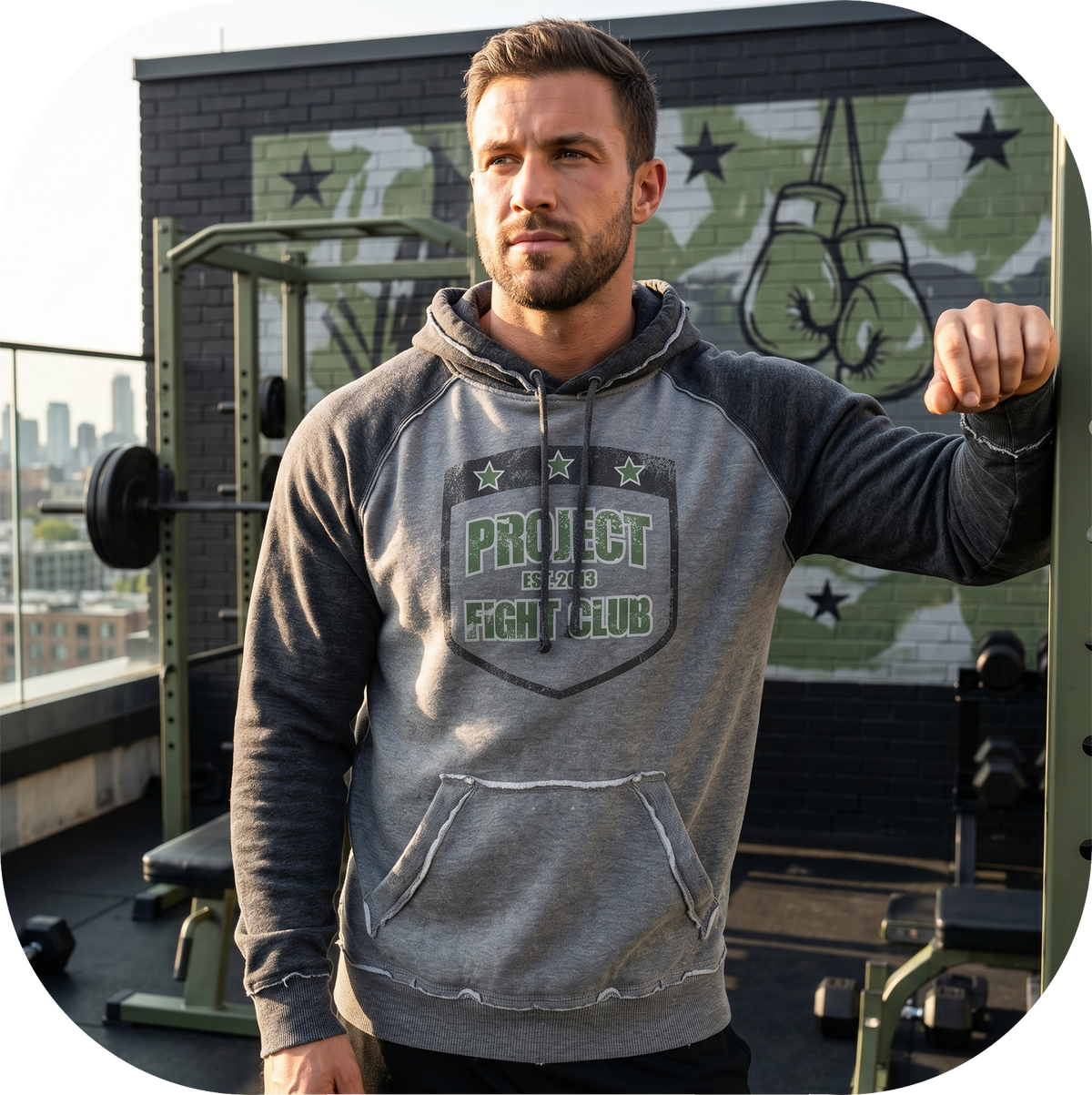 GREY & CHARCOAL VINTAGE RAGLAN HOODIE - HONOR SOLDIERS & VETERANS