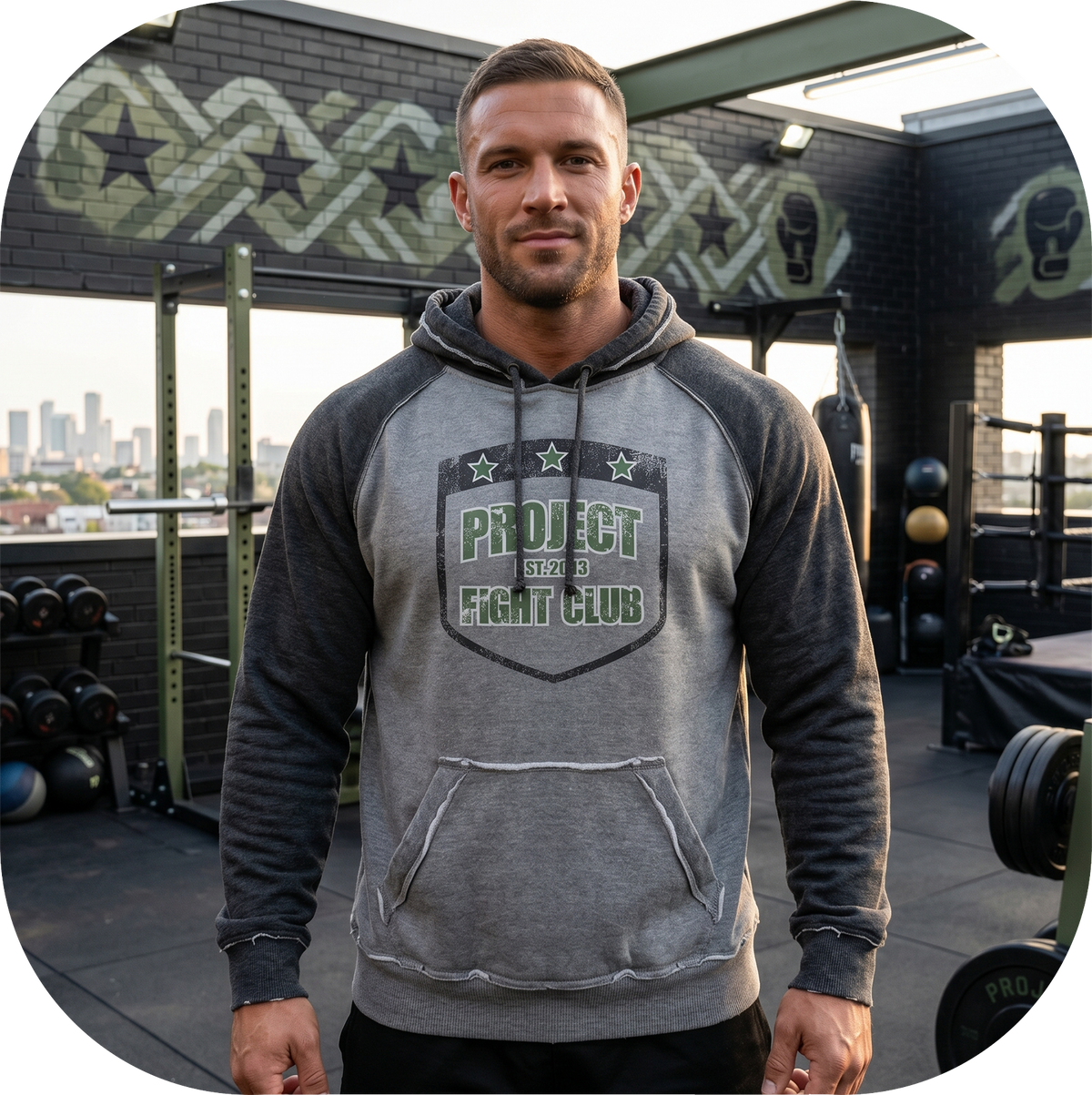 GREY & CHARCOAL VINTAGE RAGLAN HOODIE - HONOR SOLDIERS & VETERANS