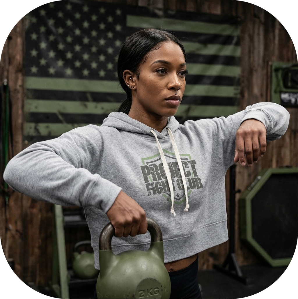WOMENS GREY TRIBLEND CROP HOODIE 2 - HONOR SOLDIERS & VETERANS