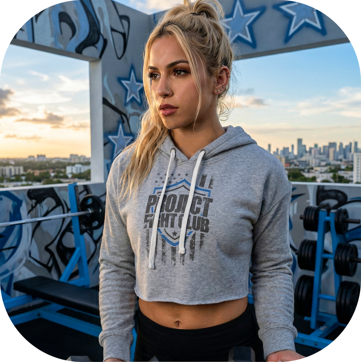 GREY TRI BLEND CROPPED HOODIE 2 - SUPPORT POLICE