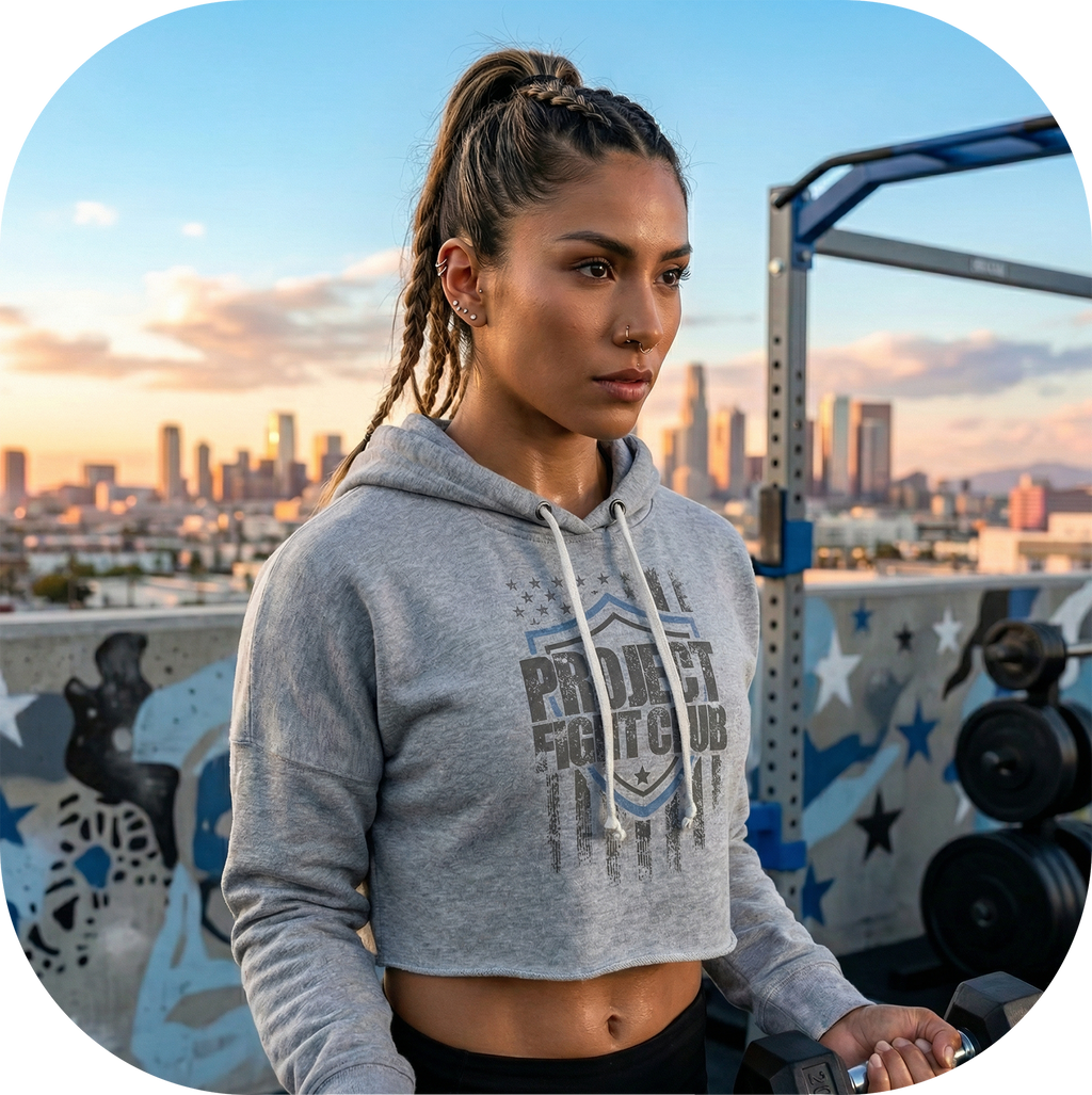 GREY TRI BLEND CROPPED HOODIE 2 - SUPPORT POLICE