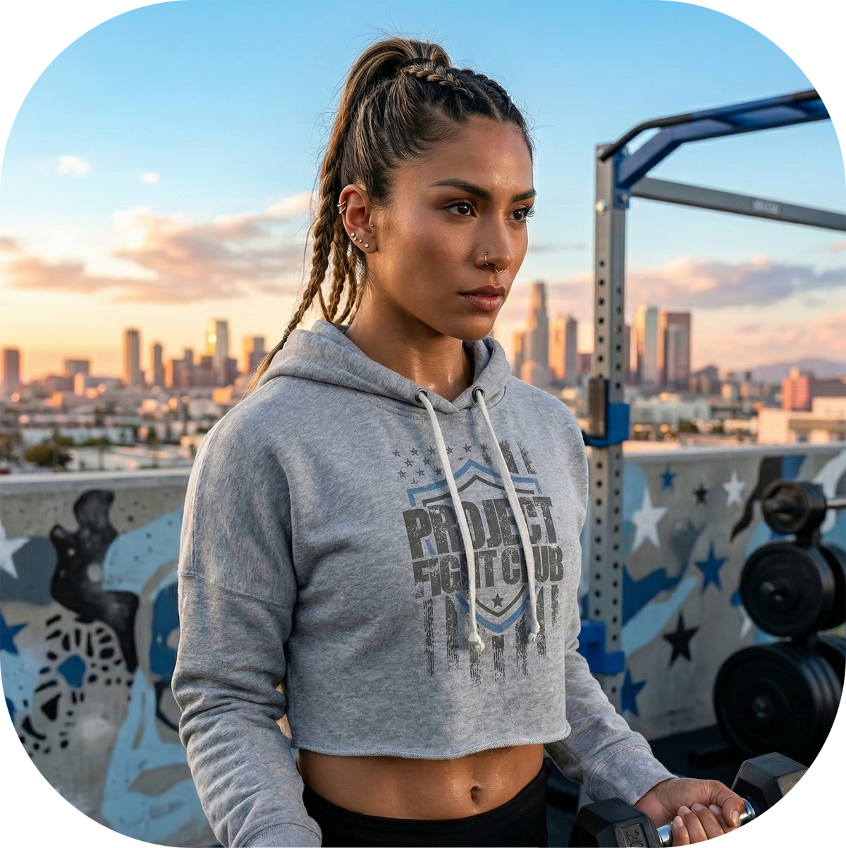 GREY TRI BLEND CROPPED HOODIE 2 - SUPPORT POLICE