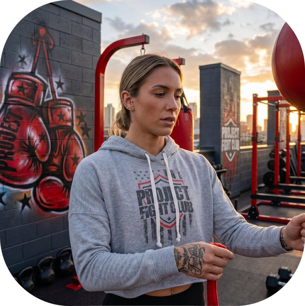 TRIBLEND GREY CROPPED HOODIE #2 - HONOR FIREFIGHTERS & EMTs