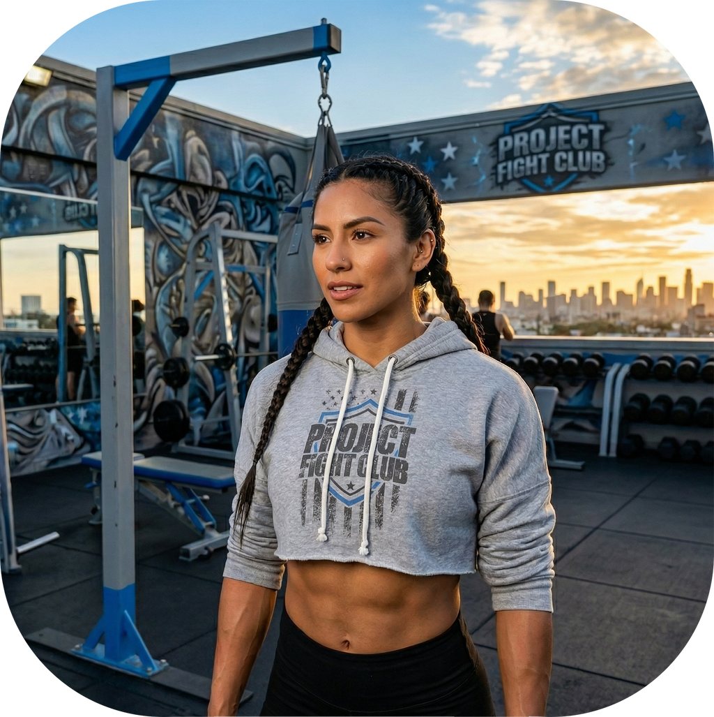 GREY TRI BLEND CROPPED HOODIE 2 - SUPPORT POLICE