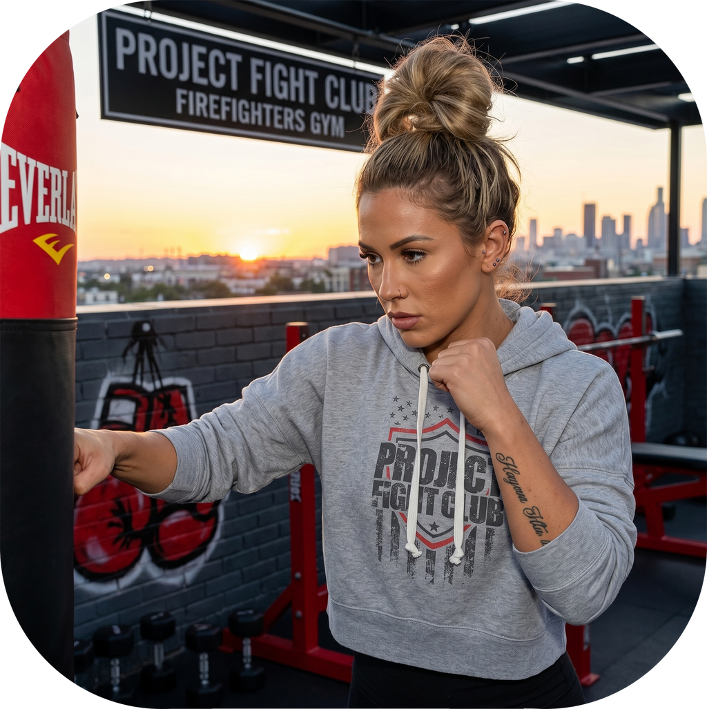 TRIBLEND GREY CROPPED HOODIE #2 - HONOR FIREFIGHTERS & EMTs