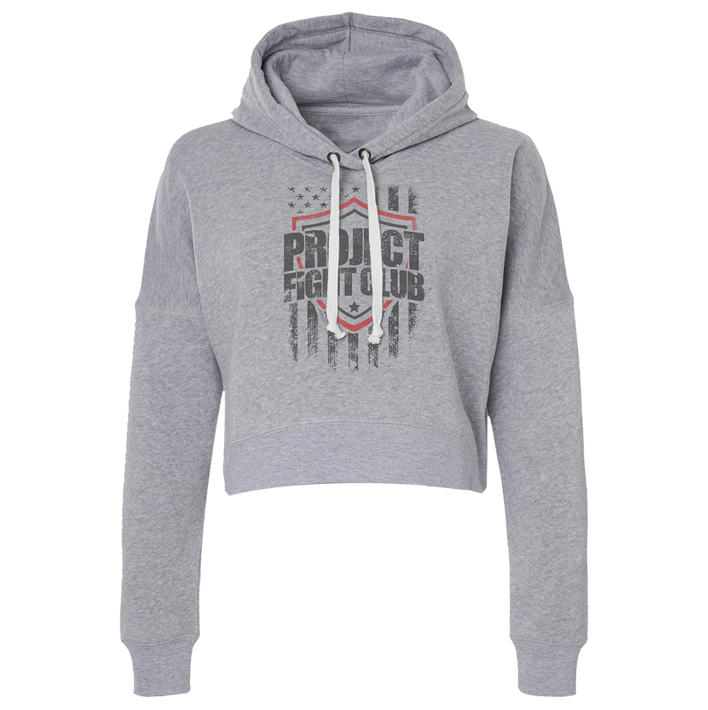 TRIBLEND GREY CROPPED HOODIE #2 - HONOR FIREFIGHTERS & EMTs