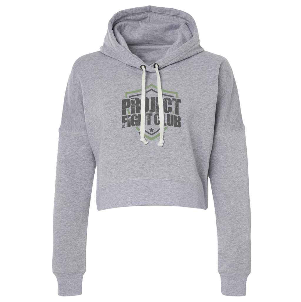 WOMENS GREY TRIBLEND CROP HOODIE 2 - HONOR SOLDIERS & VETERANS