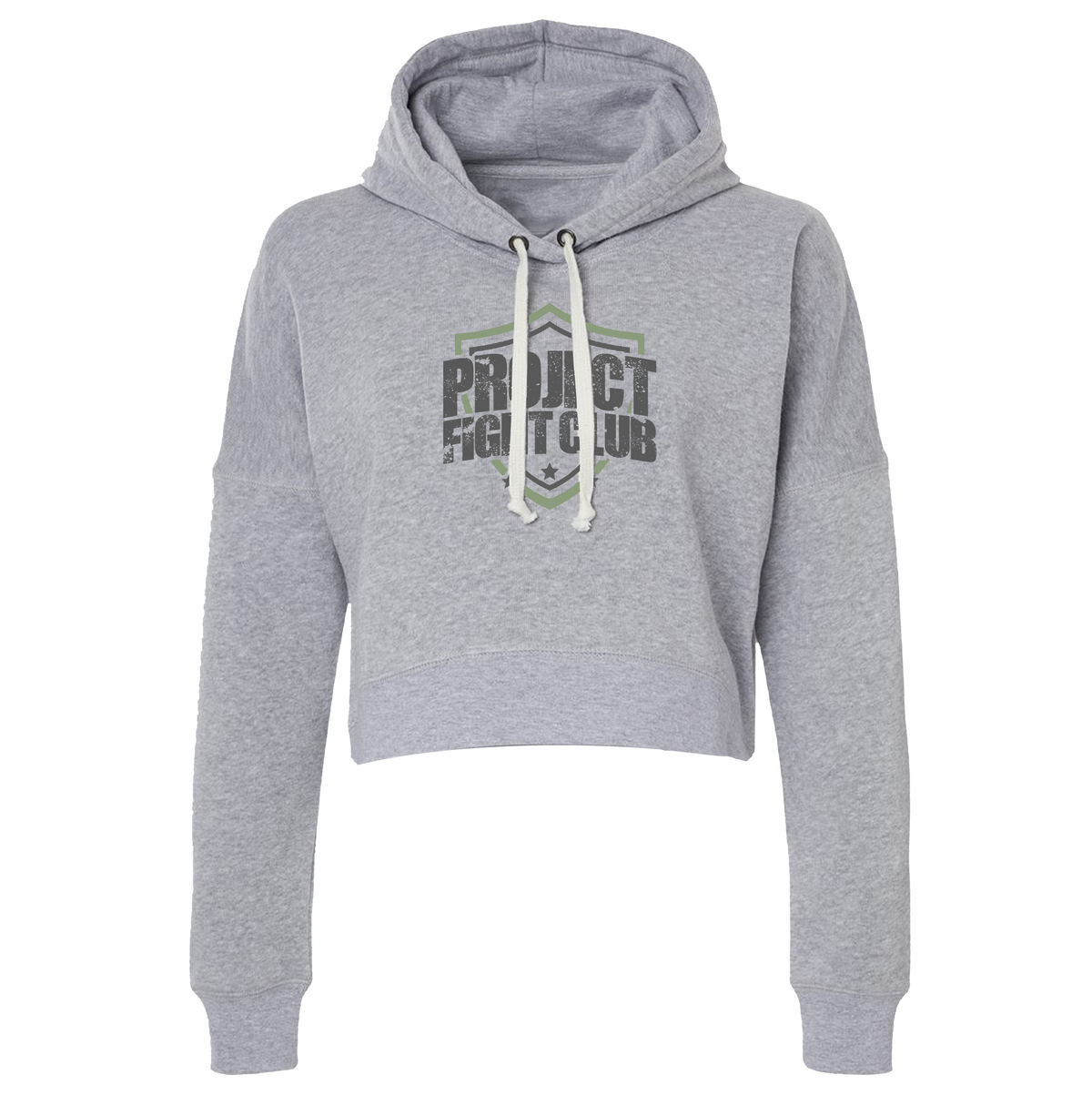 WOMENS GREY TRIBLEND CROP HOODIE 2 - HONOR SOLDIERS & VETERANS