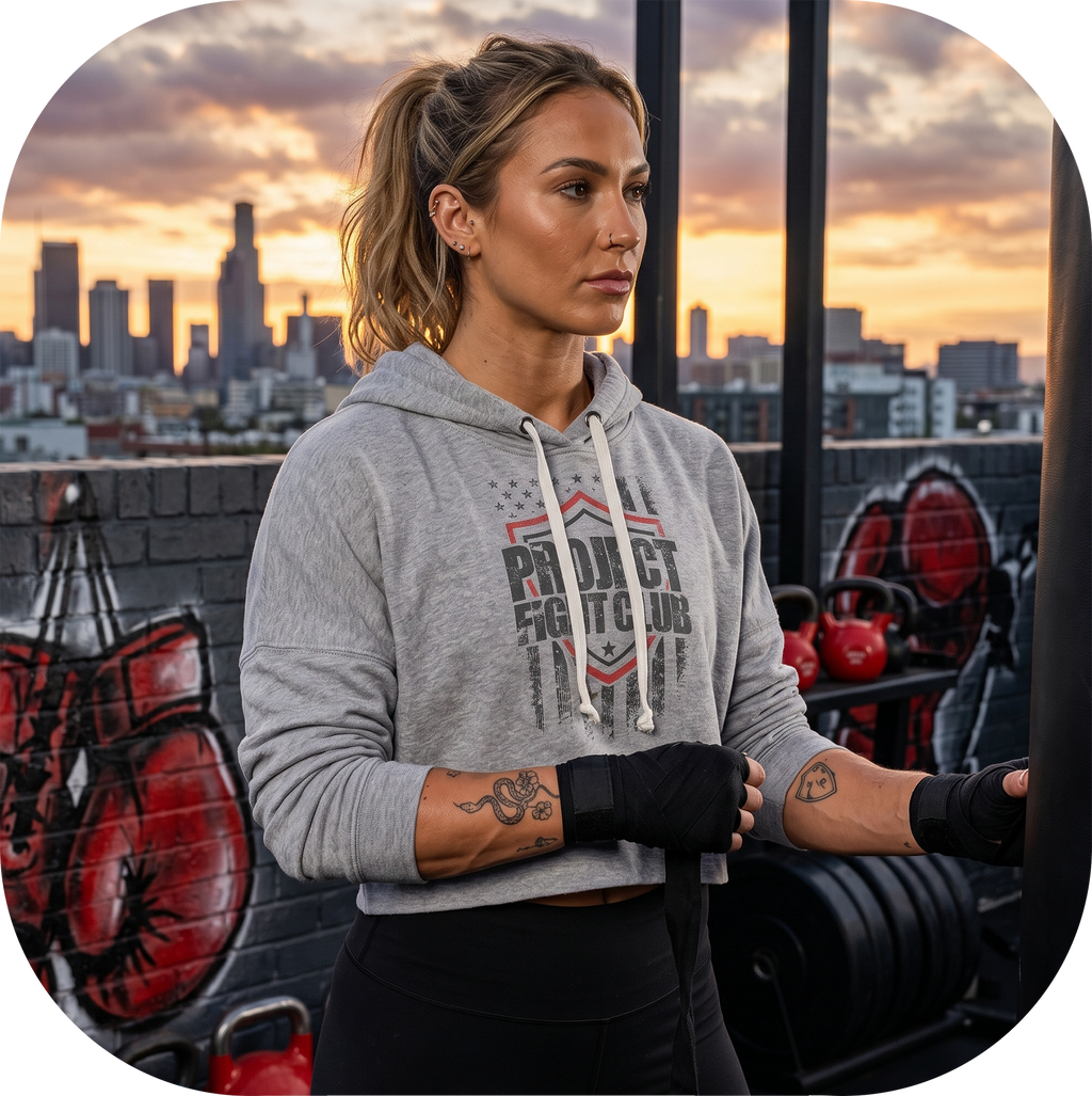 TRIBLEND GREY CROPPED HOODIE #2 - HONOR FIREFIGHTERS & EMTs