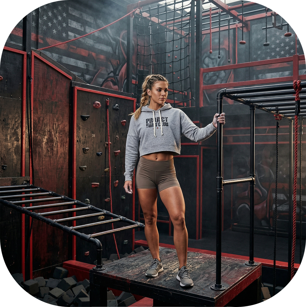 WOMENS GREY CROPPED HOODIE #3 - HONOR FIREFIGHTERS & EMTs