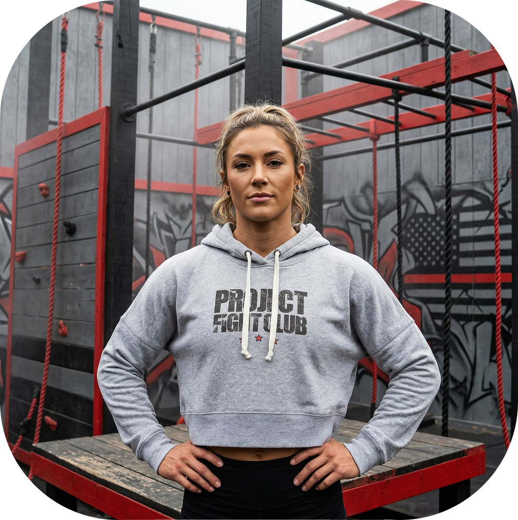 WOMENS GREY CROPPED HOODIE #3 - HONOR FIREFIGHTERS & EMTs