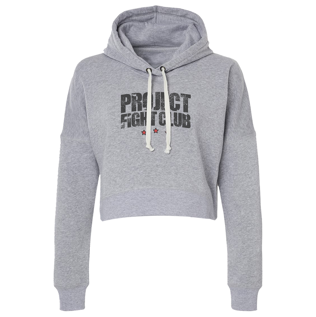 WOMENS GREY CROPPED HOODIE #3 - HONOR FIREFIGHTERS & EMTs