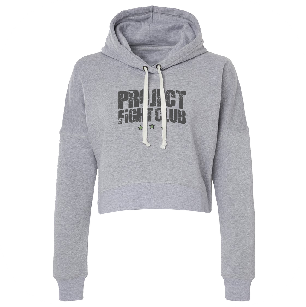 WOMENS GREY TRIBLEND CROP HOODIE 3 - HONOR SOLDIERS & VETERANS