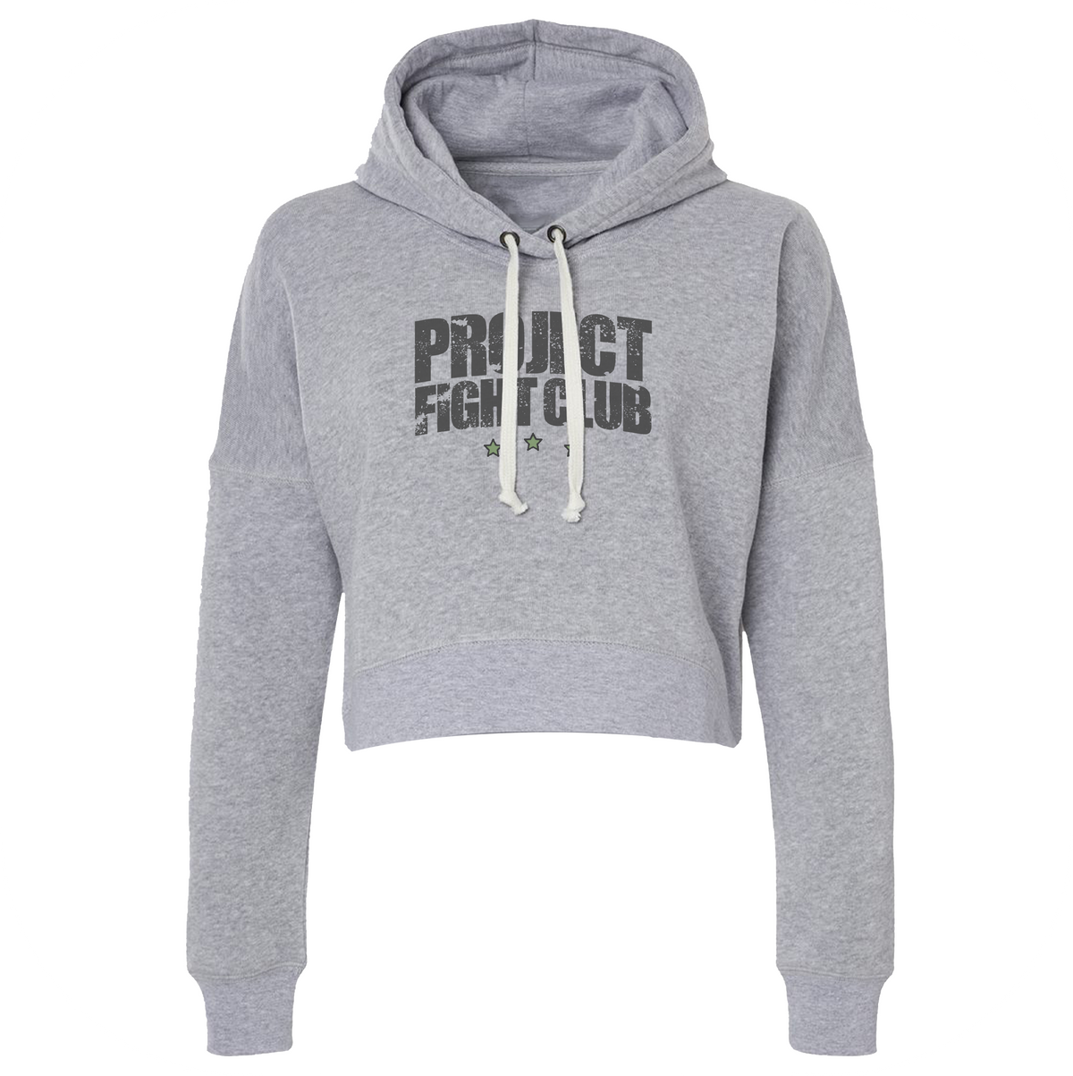 WOMENS GREY TRIBLEND CROP HOODIE 3 - HONOR SOLDIERS & VETERANS