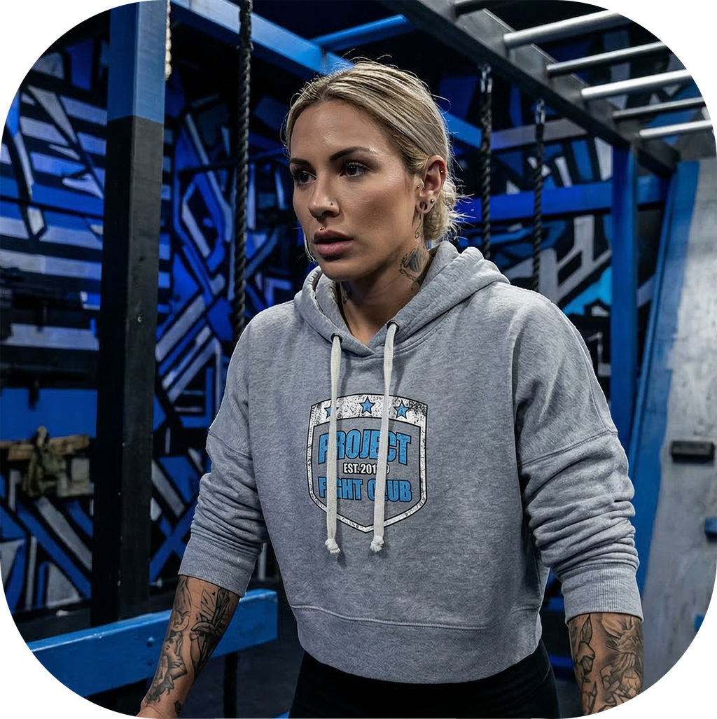 GREY TRI BLEND CROPPED HOODIE - SUPPORT POLICE
