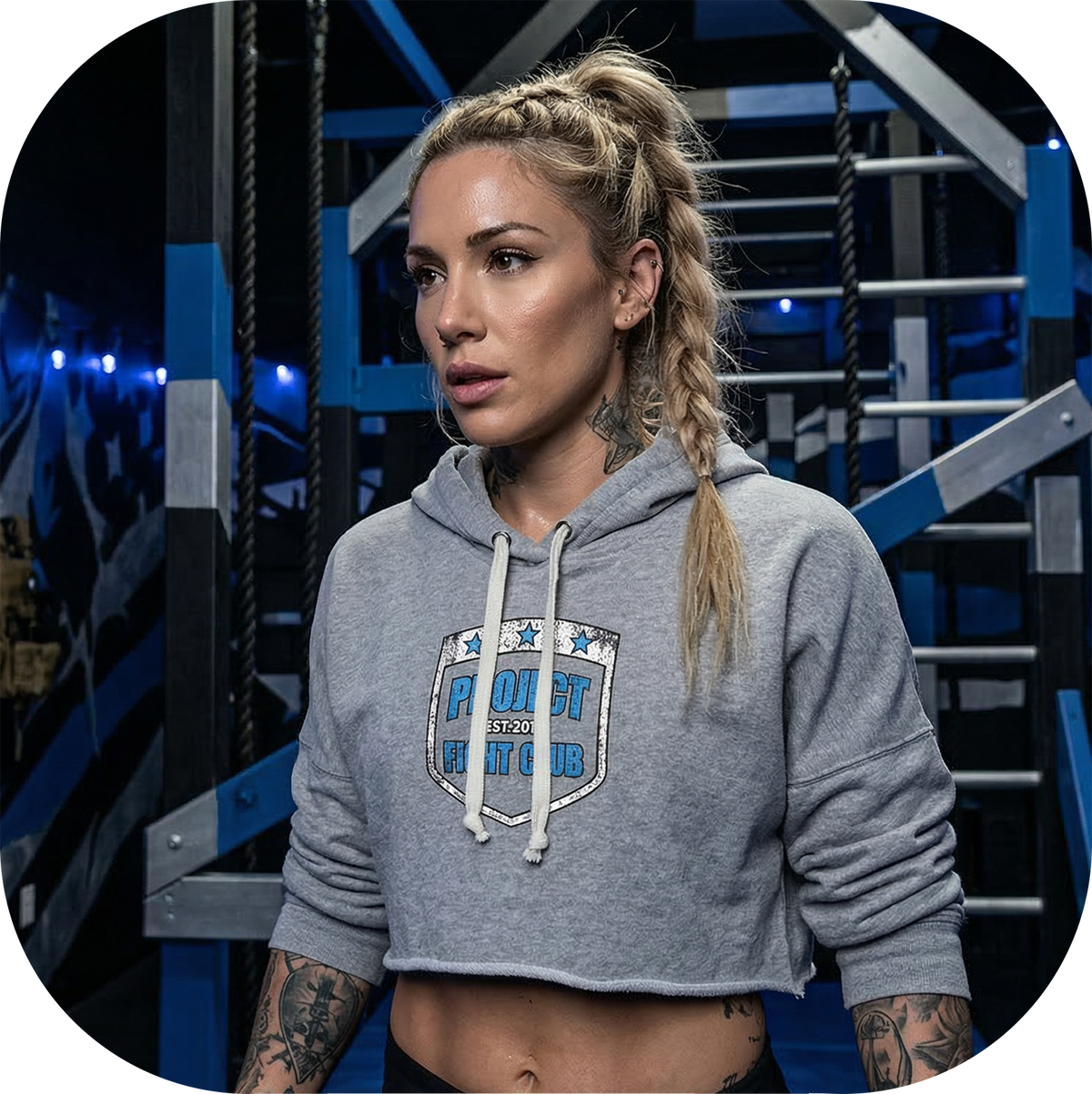 GREY TRI BLEND CROPPED HOODIE - SUPPORT POLICE