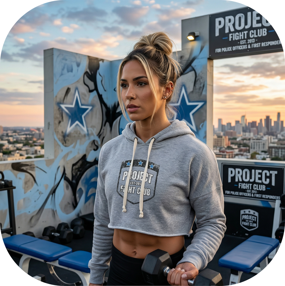 GREY TRI BLEND CROPPED HOODIE 4 - SUPPORT POLICE