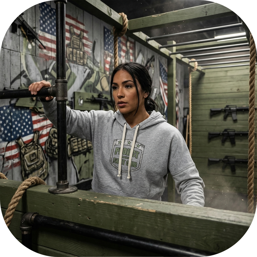 WOMENS GREY TRI BLEND CROP HOODIE - HONOR SOLDIERS & VETERANS