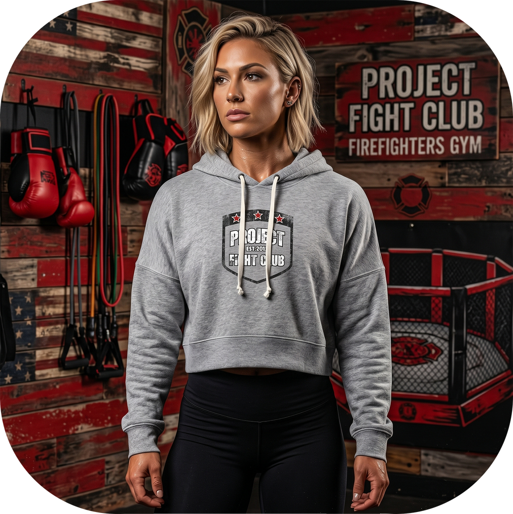 TRIBLEND GREY CROPPED HOODIE - HONOR FIREFIGHTERS & EMTs