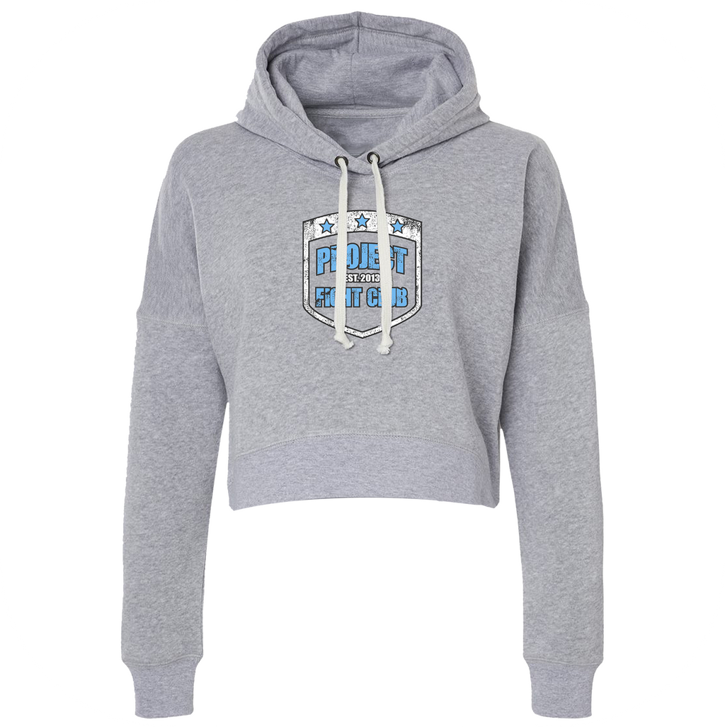 GREY TRI BLEND CROPPED HOODIE - SUPPORT POLICE