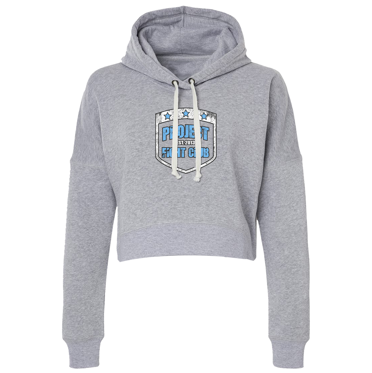 GREY TRI BLEND CROPPED HOODIE - SUPPORT POLICE