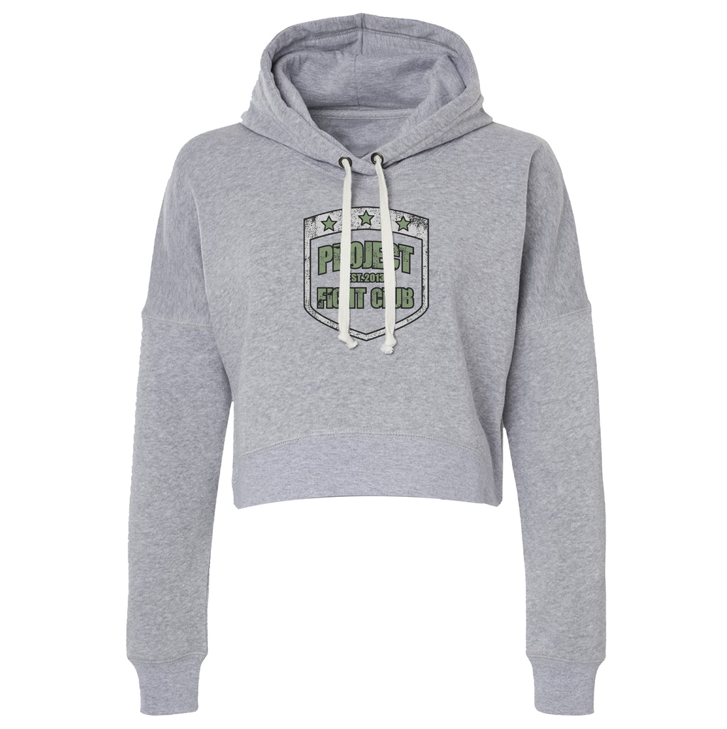WOMENS GREY TRI BLEND CROP HOODIE - HONOR SOLDIERS & VETERANS