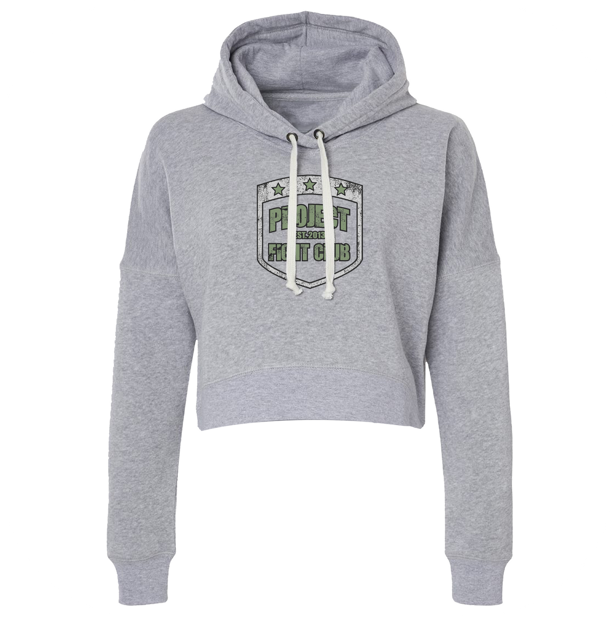 WOMENS GREY TRI BLEND CROP HOODIE - HONOR SOLDIERS & VETERANS