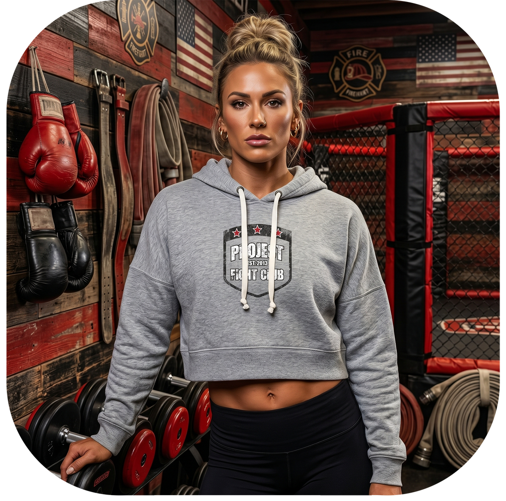 TRIBLEND GREY CROPPED HOODIE - HONOR FIREFIGHTERS & EMTs