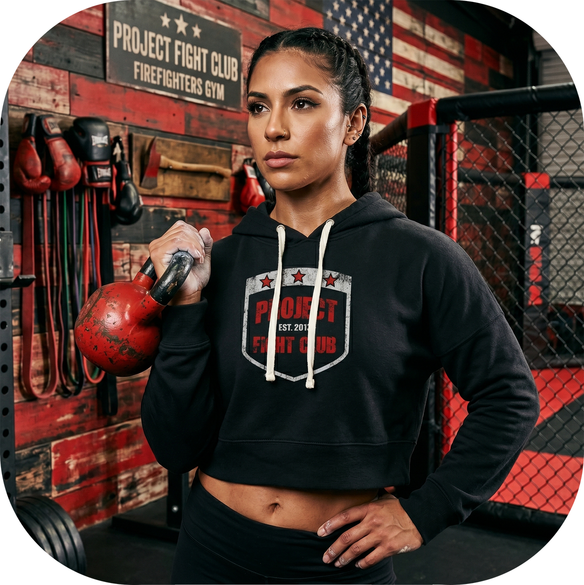 TRIBLEND BLACK CROPPED HOODIE - HONOR FIREFIGHTERS & EMTs