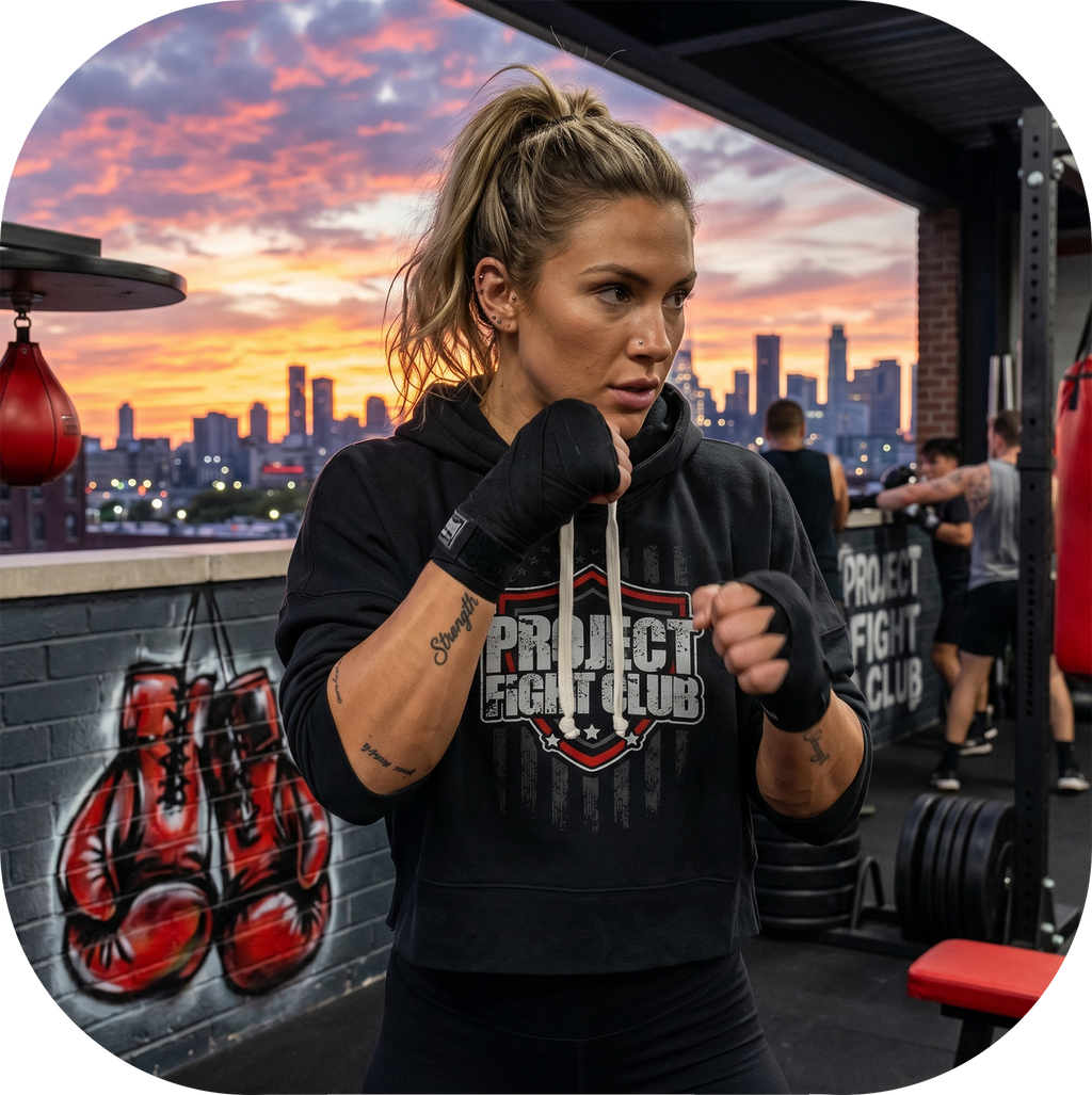 TRIBLEND BLACK CROPPED HOODIE #2 - HONOR FIREFIGHTERS & EMTs