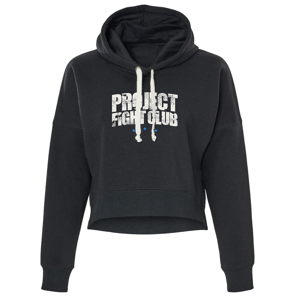 BLACK TRI BLEND CROPPED HOODIE 2 - SUPPORT POLICE
