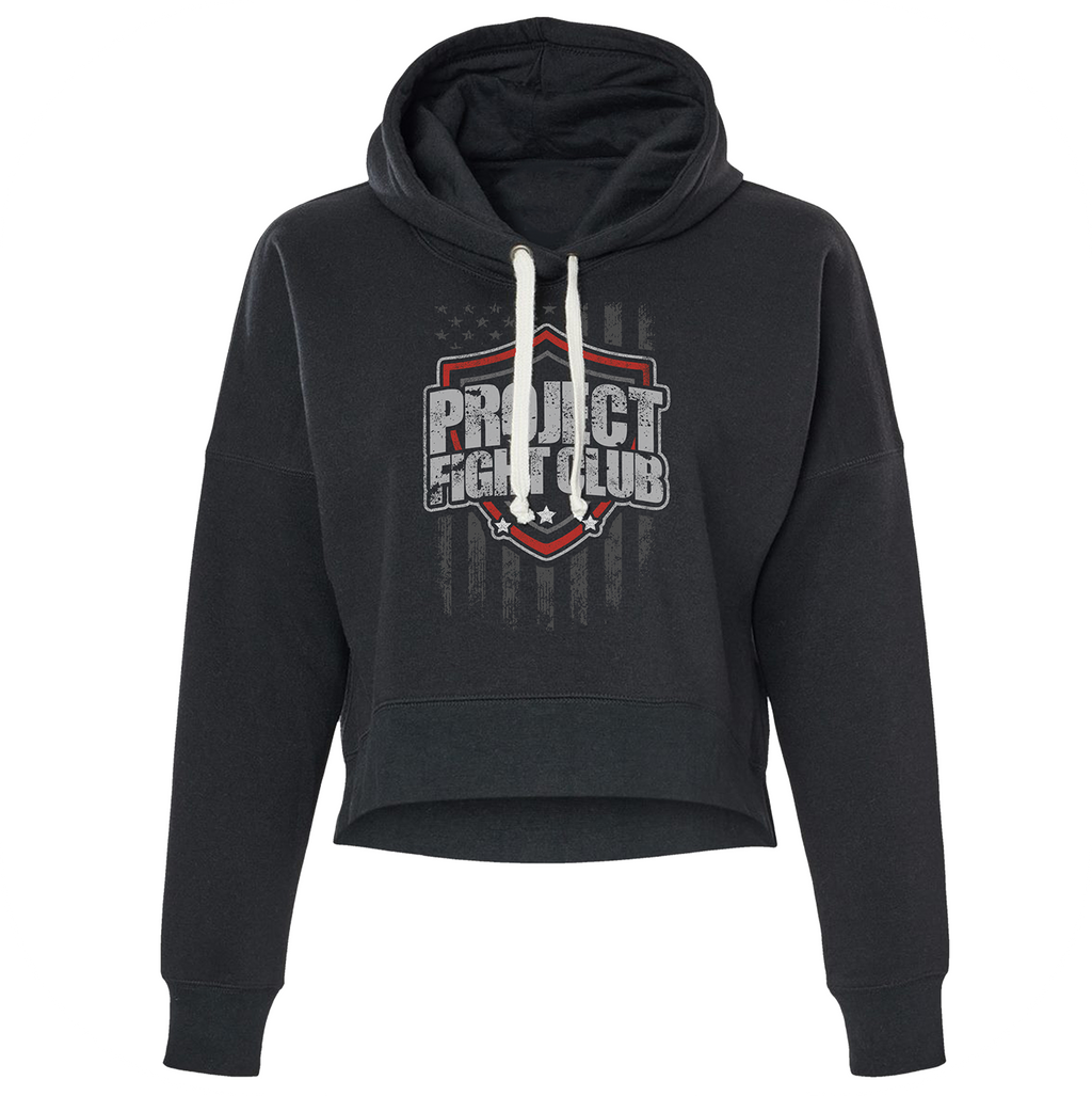 TRIBLEND BLACK CROPPED HOODIE #2 - HONOR FIREFIGHTERS & EMTs