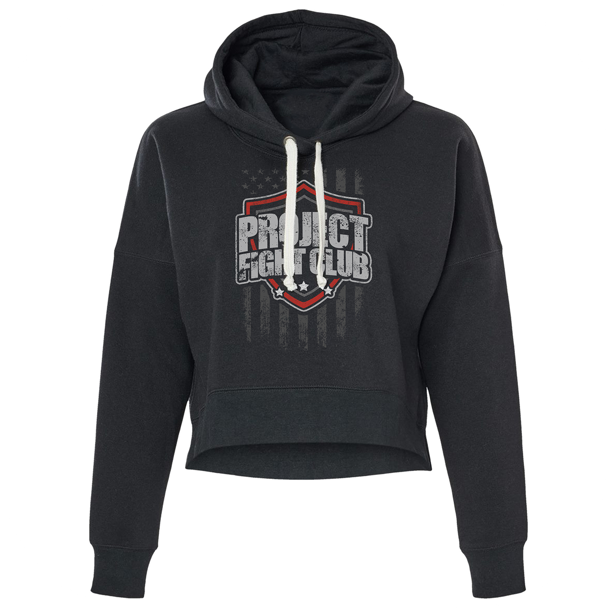 TRIBLEND BLACK CROPPED HOODIE #2 - HONOR FIREFIGHTERS & EMTs