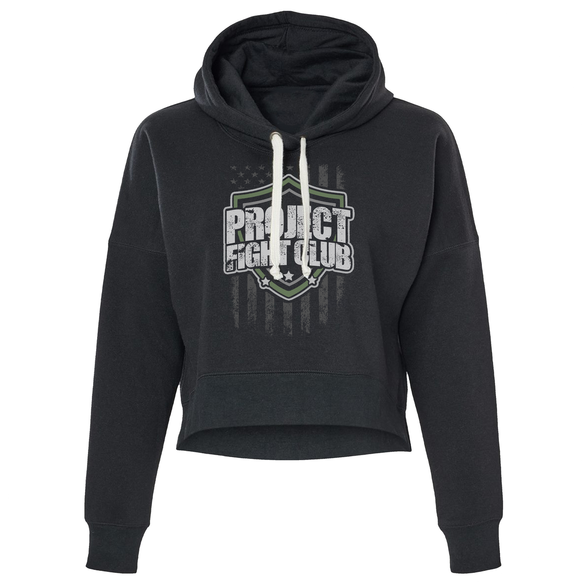 WOMENS BLACK TRI BLEND CROP HOODIE 2 - HONOR SOLDIERS & VETERANS