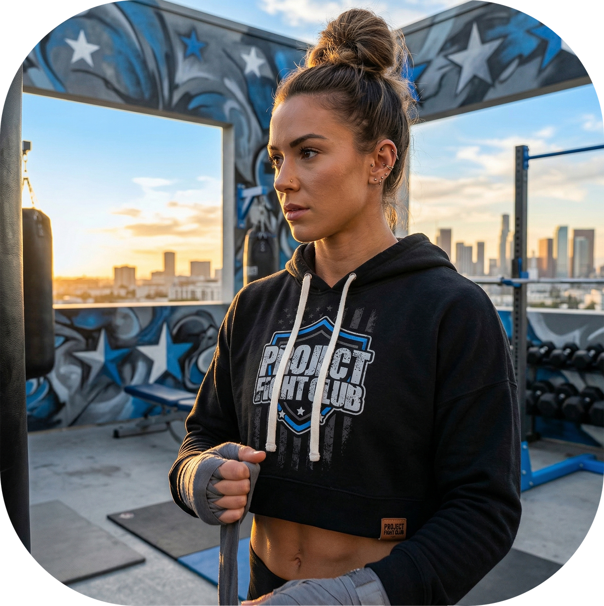BLACK TRI BLEND CROPPED HOODIE 3 - SUPPORT POLICE
