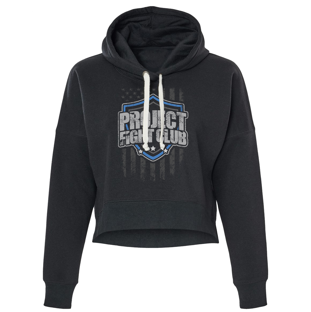 BLACK TRI BLEND CROPPED HOODIE 3 - SUPPORT POLICE