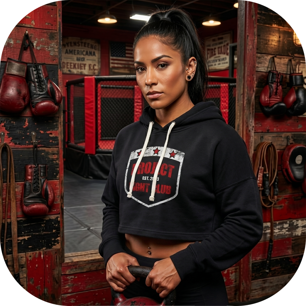 TRIBLEND BLACK CROPPED HOODIE - HONOR FIREFIGHTERS & EMTs