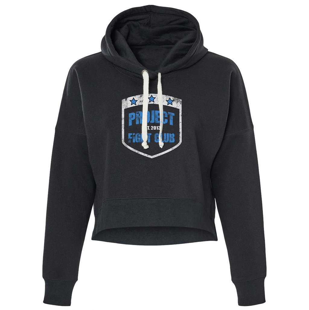 BLACK TRI BLEND CROPPED HOODIE - SUPPORT POLICE