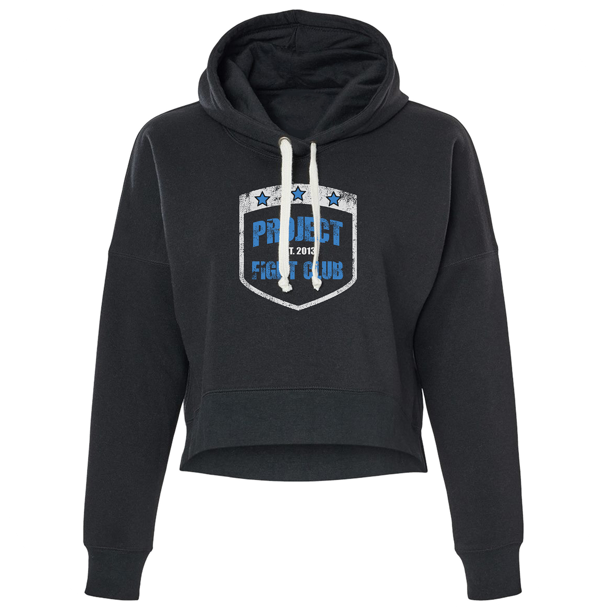 BLACK TRI BLEND CROPPED HOODIE - SUPPORT POLICE