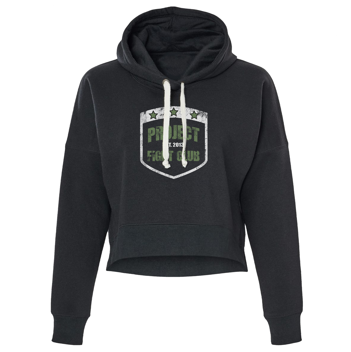WOMENS BLACK TRIBLEND CROP HOODIE - HONOR SOLDIERS & VETERANS